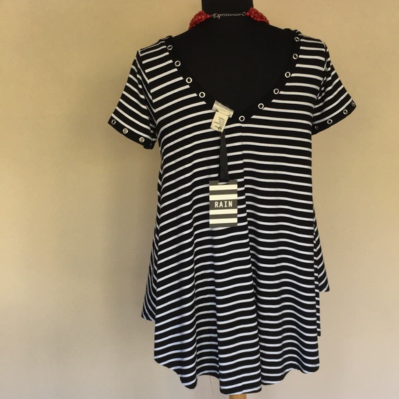 RAIN- New with tags black/white striped top - Picture 3 of 6